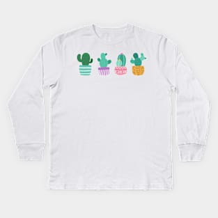 Fab Four: Funky Potted Cactus Set Kids Long Sleeve T-Shirt